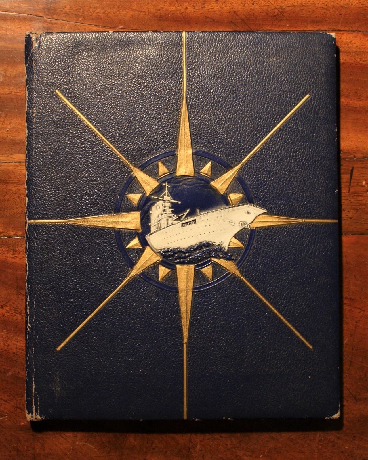 WWII Gilded and Painted Leatherette Naval Stationery Portfolio c. 1942