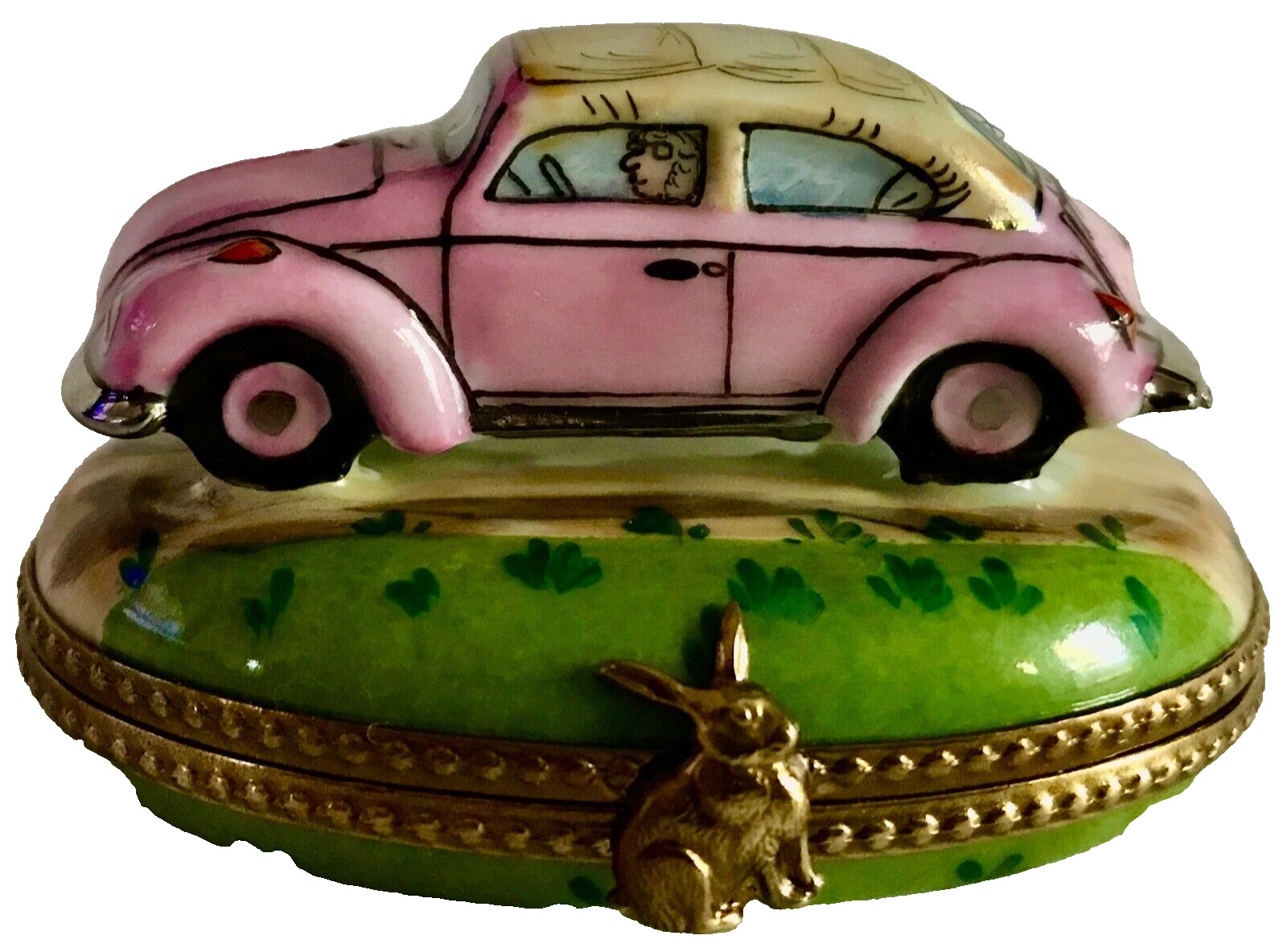 LIMOGES Beautiful & Rare Volkswagen Car Trinket Box, Hand painted, Signed