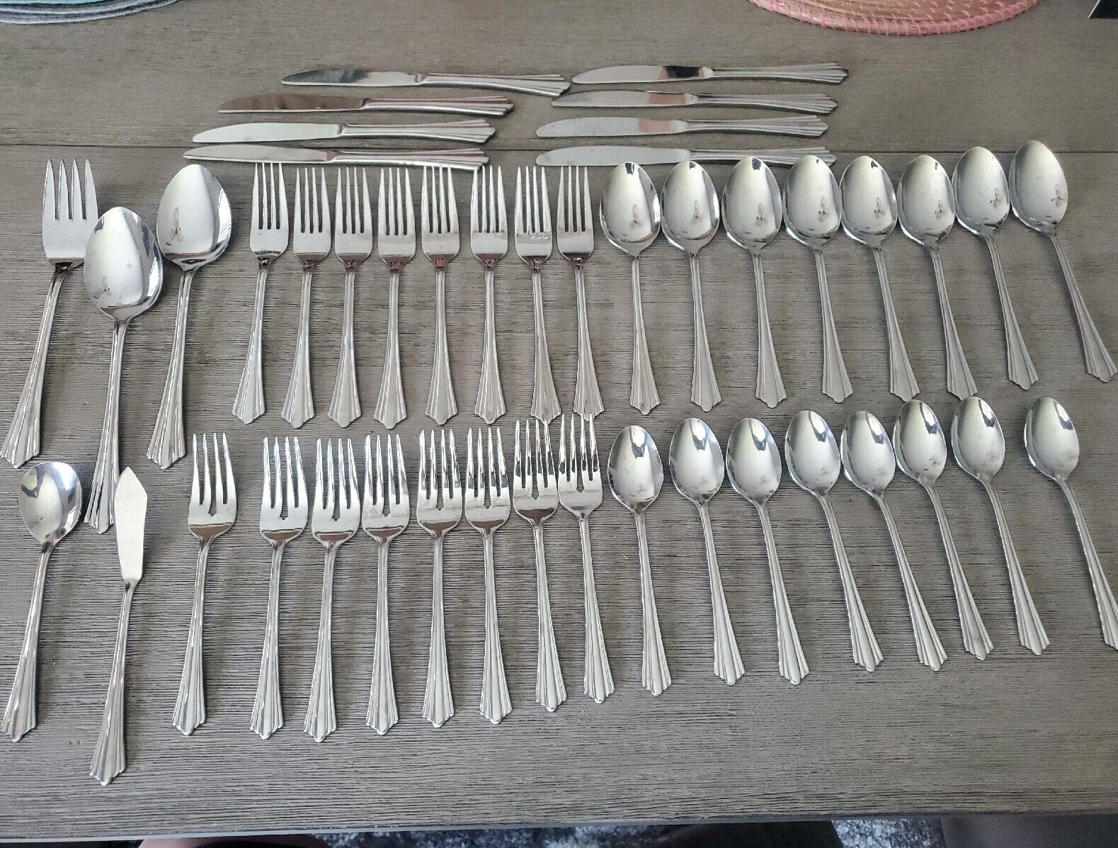 Sakura Silverado Stainless Flatware Set 45 Pc Set Knives, Forks, Spoons +Serving
