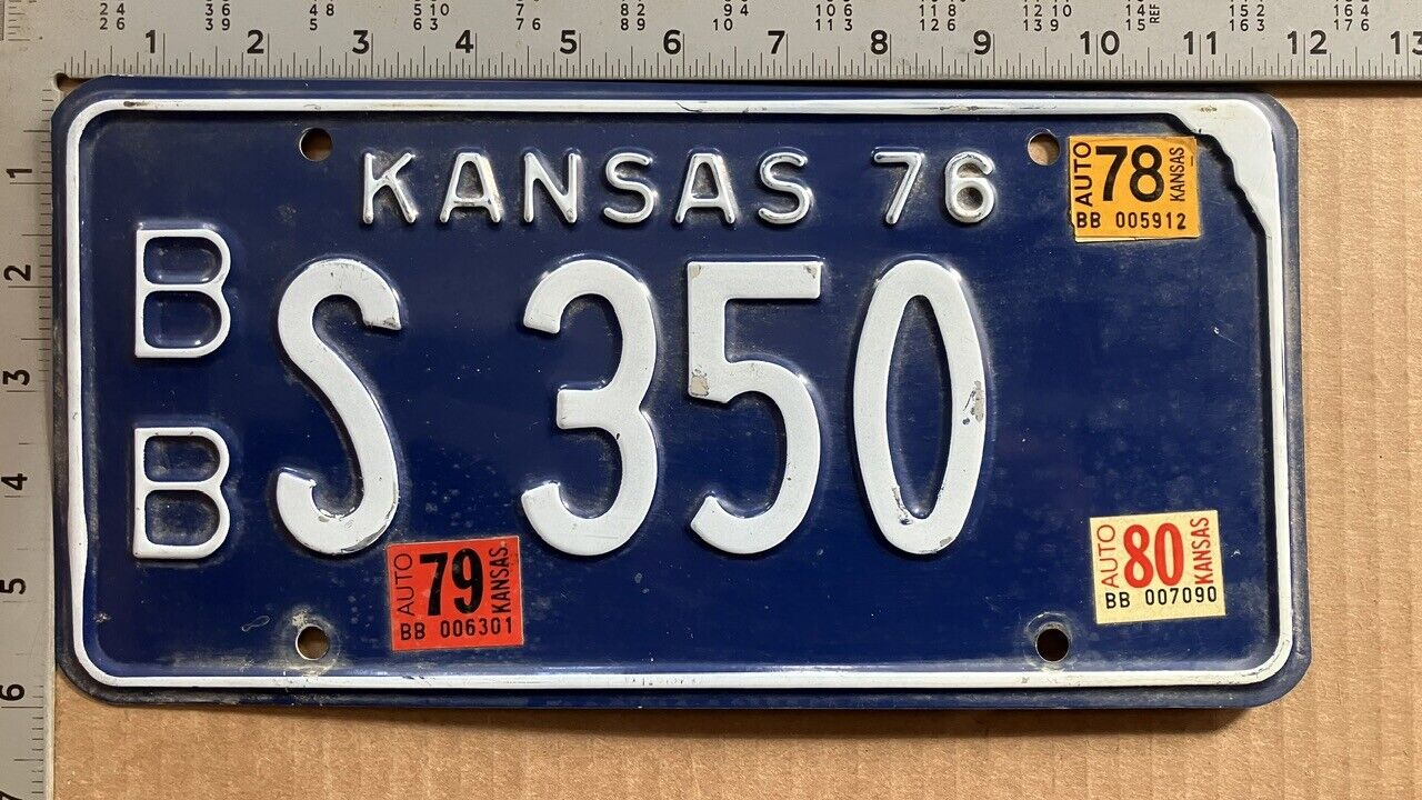 1980 Kansas license plate BB S350 YOM DMV Bourbon Chevy big block 14101