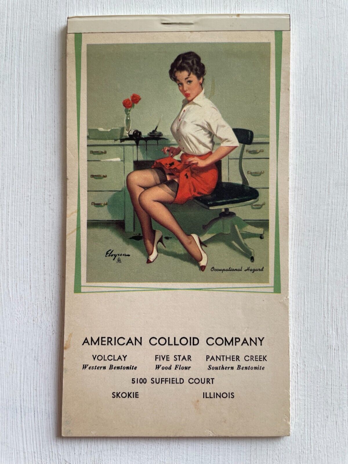 1964 Pinup Girl Advertising Notepad w/ Sexy Secretary by Artist Elvgren