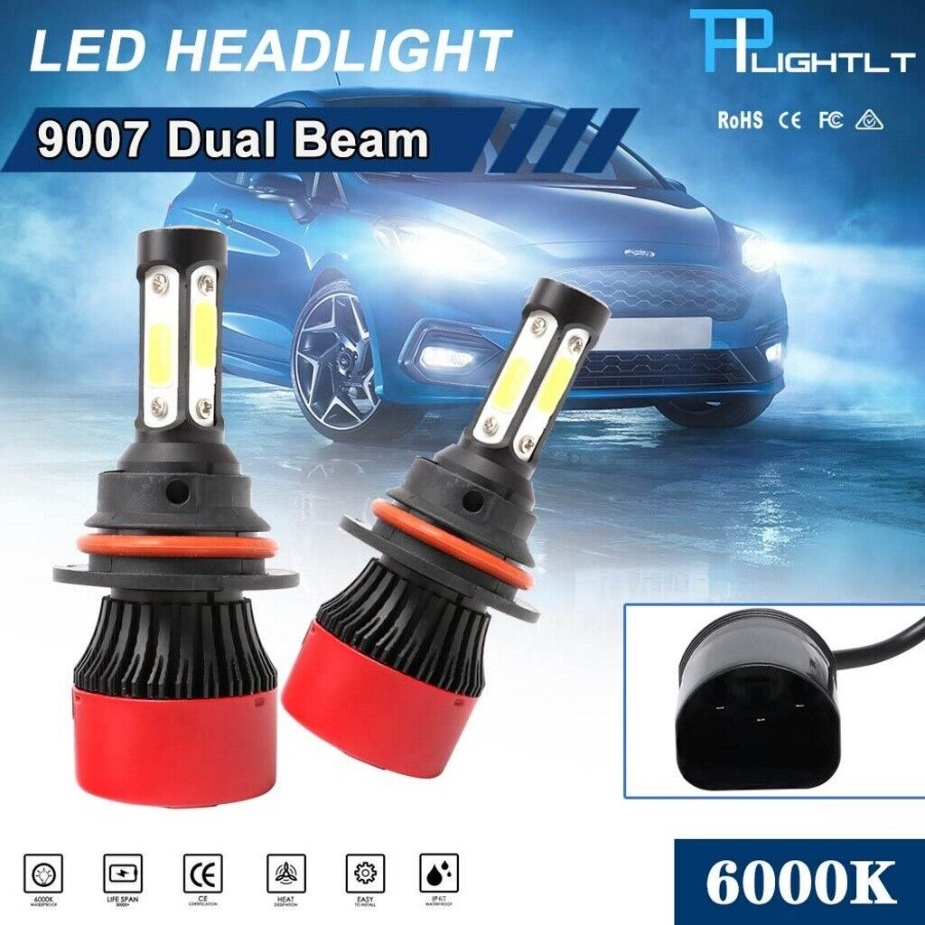 4-Sides 9007 HB5 LED Headlight Conversion Bulb 120W 20000LM High Low Beam White