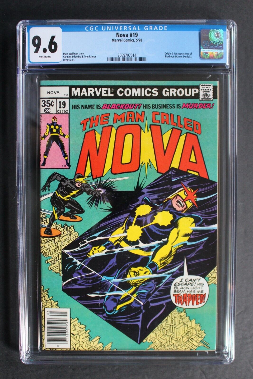 NOVA #19 1st BLACKOUT MCU Abner Croit 1978 Wally West = Kid Flash cameo CGC 9.6