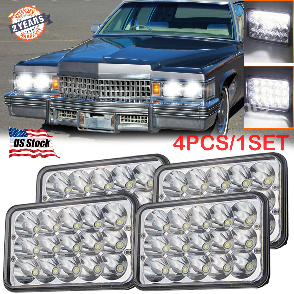 4PCS 4X6 LED Headlights High/Low Beam DOT For Cadillac Brougham Calais 1975-1989