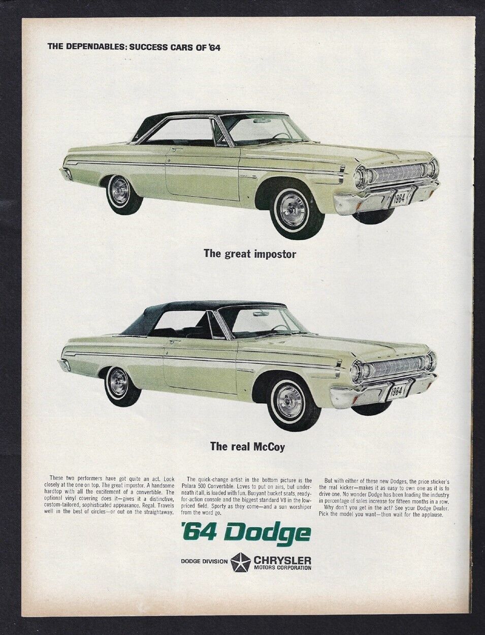 1964 DODGE POLARA 500 Ad \