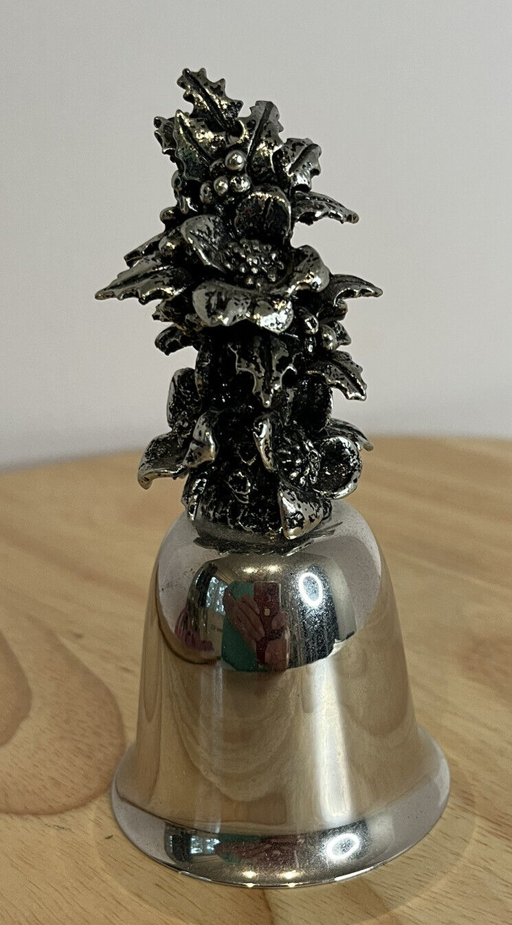 Three Danbury Mint Vintage Silver Plated Christmas Bells 1983, 1985, 1987