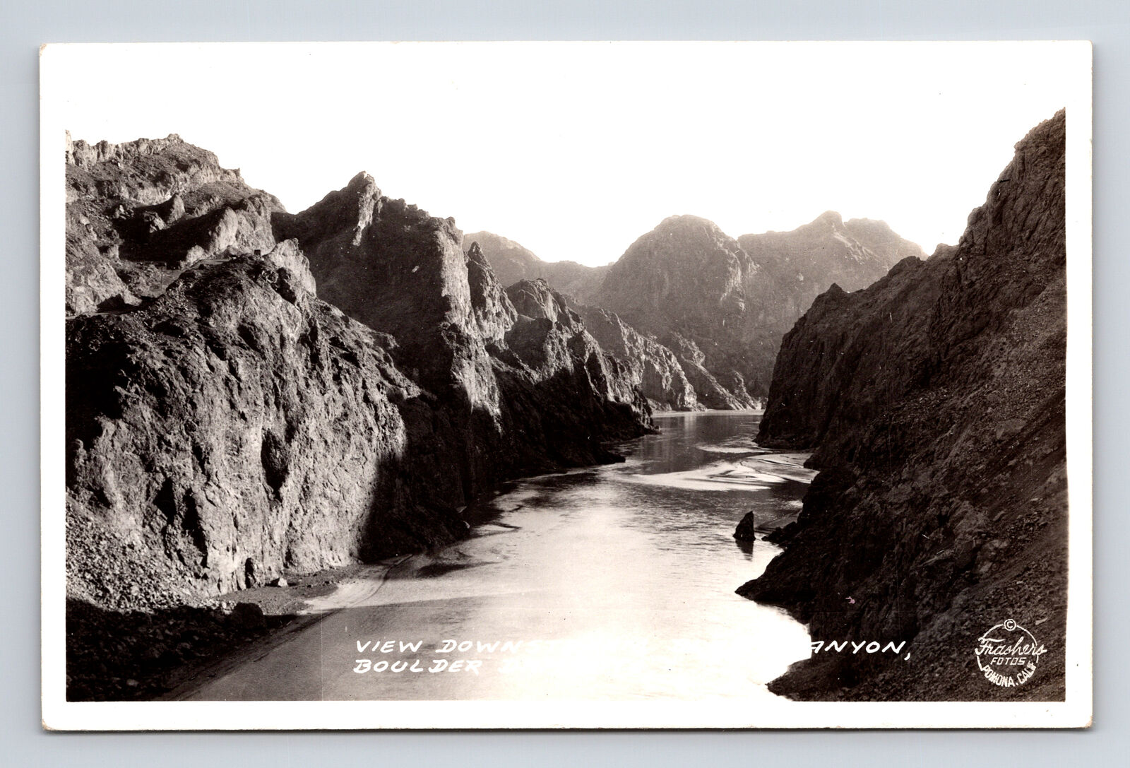 RPPC Scenic View Downstream Hoover Dam Site Black Canyon AZ Real Photo Postcard