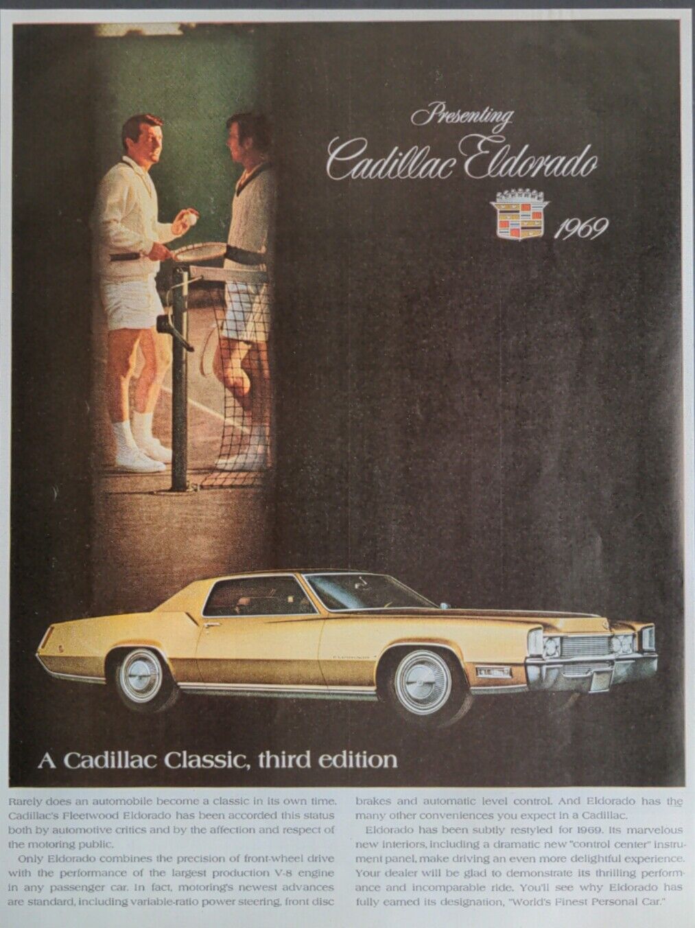 1969 Cadillac El Dorado Front-Wheel Drive Variable Power Steering 1968 Print Ad 