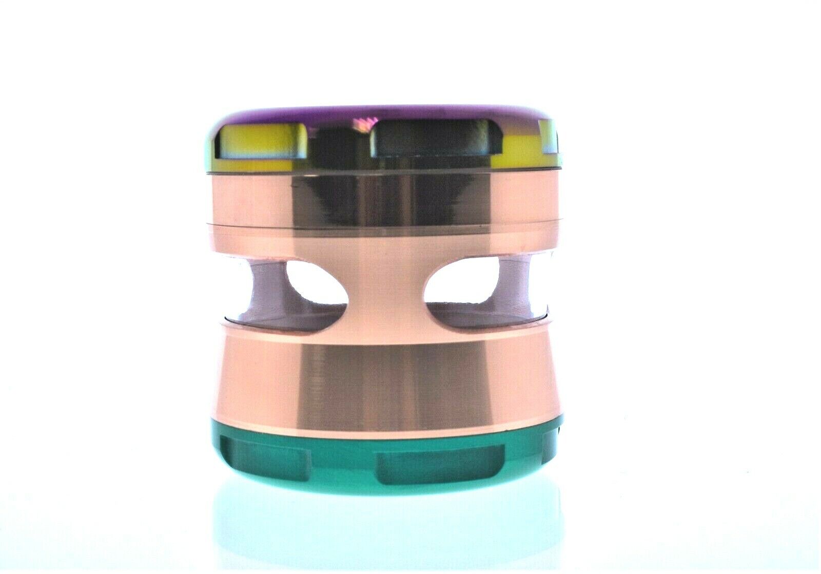  63MM Rainbow Lid With Rose gold body & Green Bottom 186gm -4 Piece
