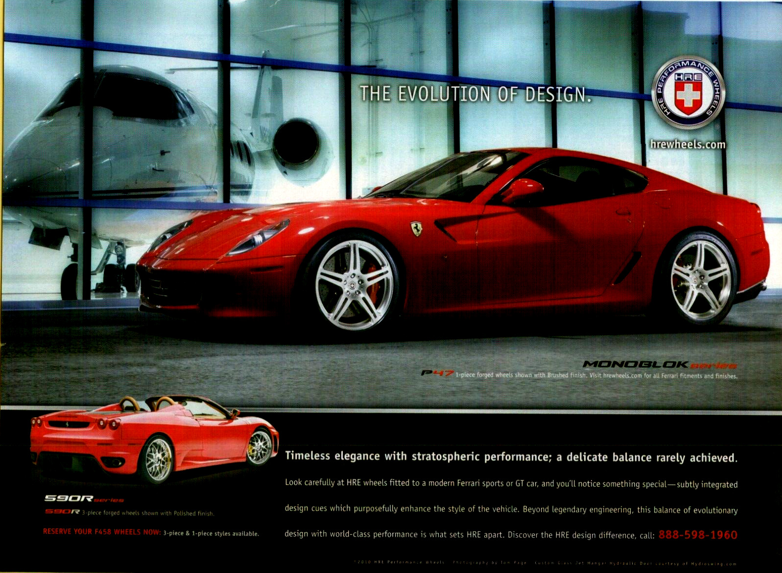 2010 HRE Wheels Monoglok Series Performance Rims Red Ferrari VINTAGE PRINT AD