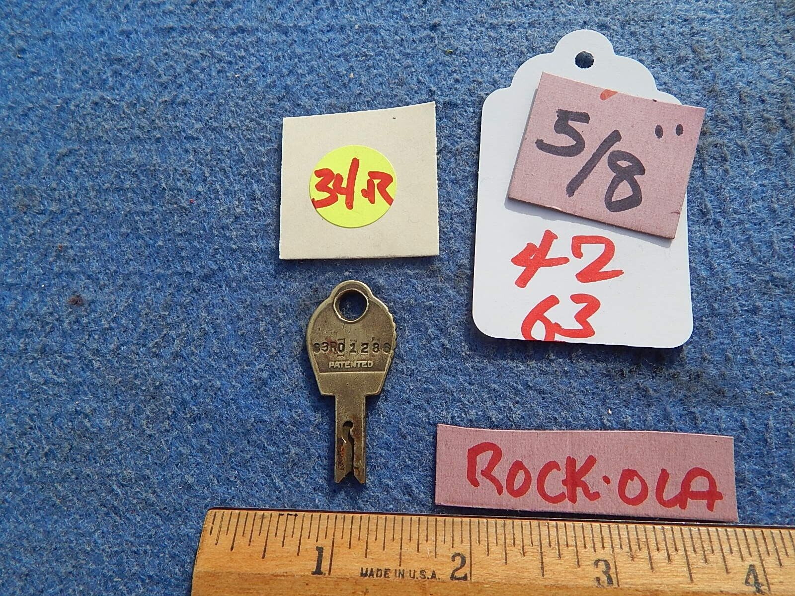 1946-1948 Rock-ola Key for 5/8 inch lock - Bell Lock 63 RO 1286