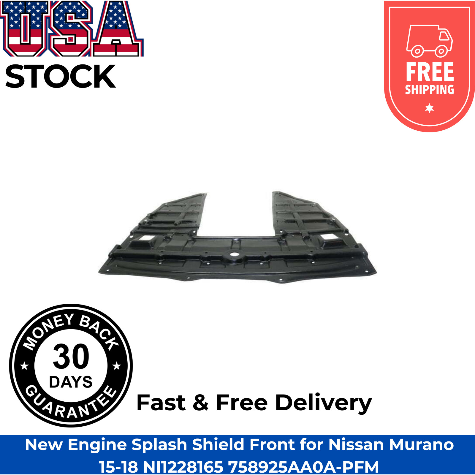 New Engine Splash Shield Front for Nissan Murano 15-18 NI1228165 758925AA0A-PFM