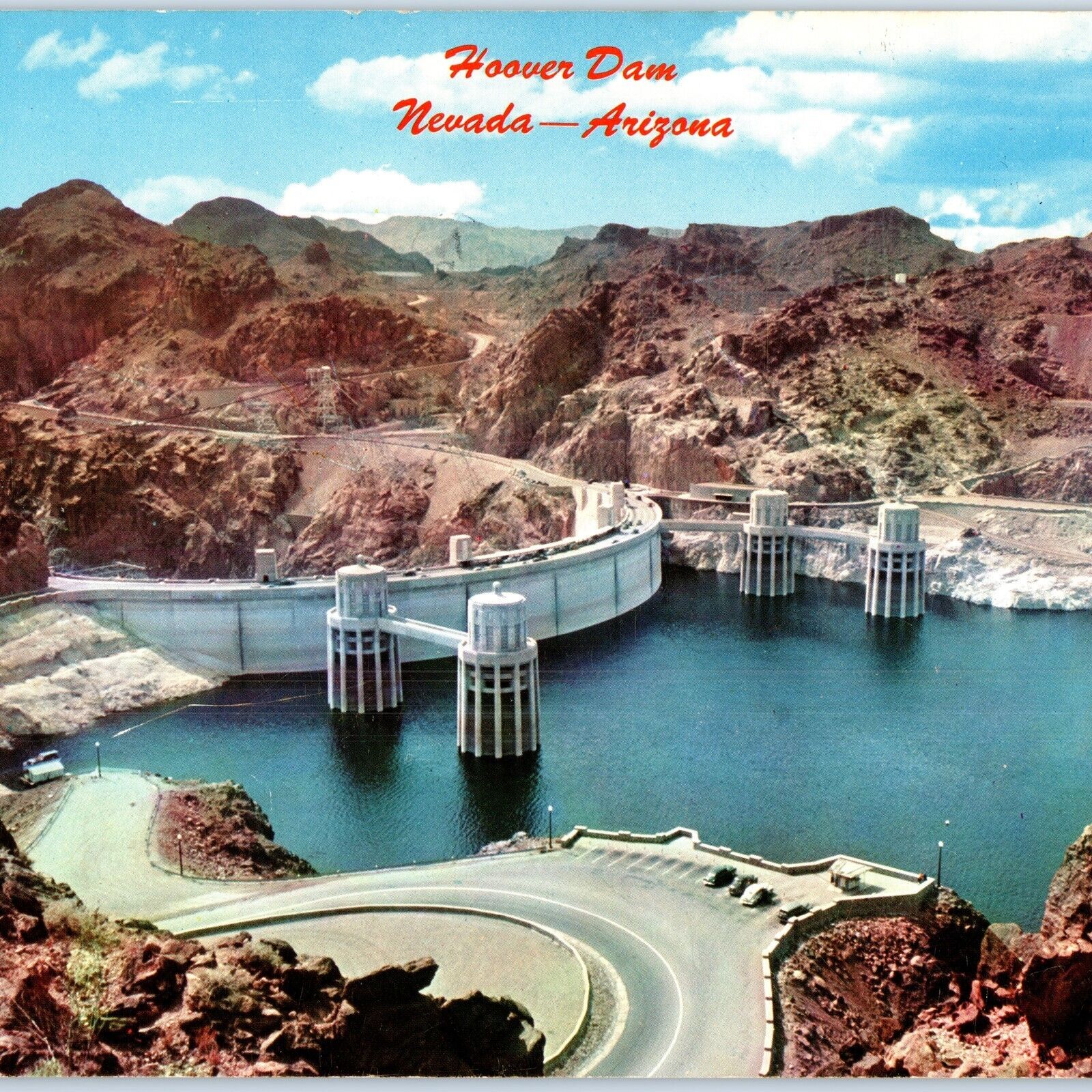 Jumbo c1970s Upstream Face of Hoover Dam Petley Chrome Postcard Oversized 1U