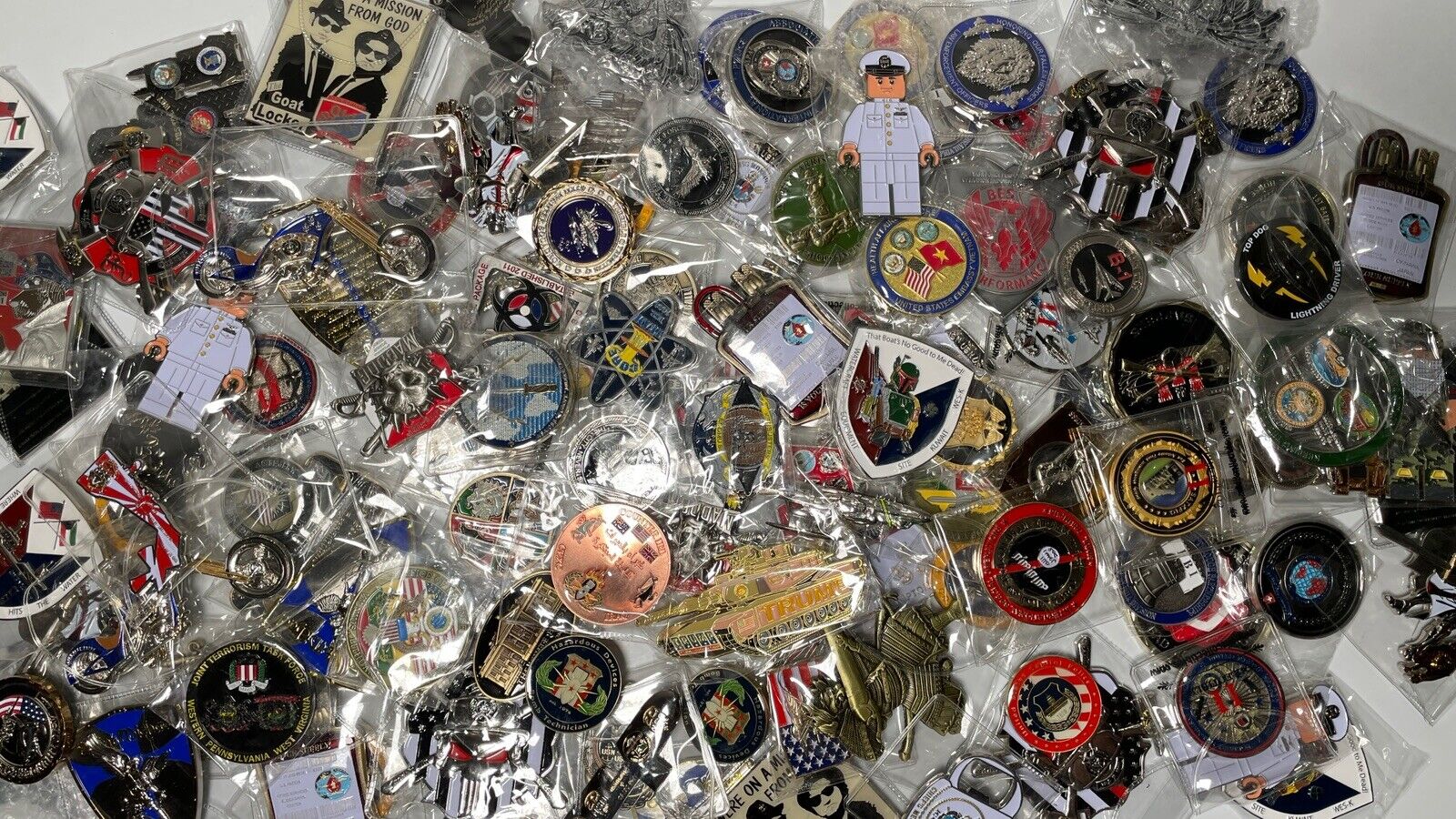 WHOLESALE LOT OF 50 CHALLENGE COINS: MIXED RANDOM COINS FOR RESALE