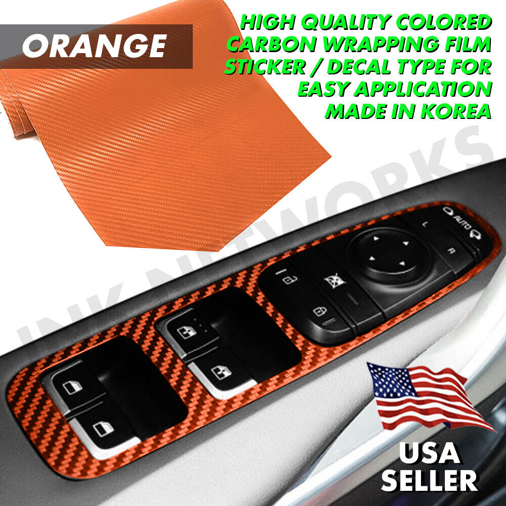  Flexible 3D Carbon Fiber Automotive Car Vinyl Wrap Film Sheet Roll (Orange)