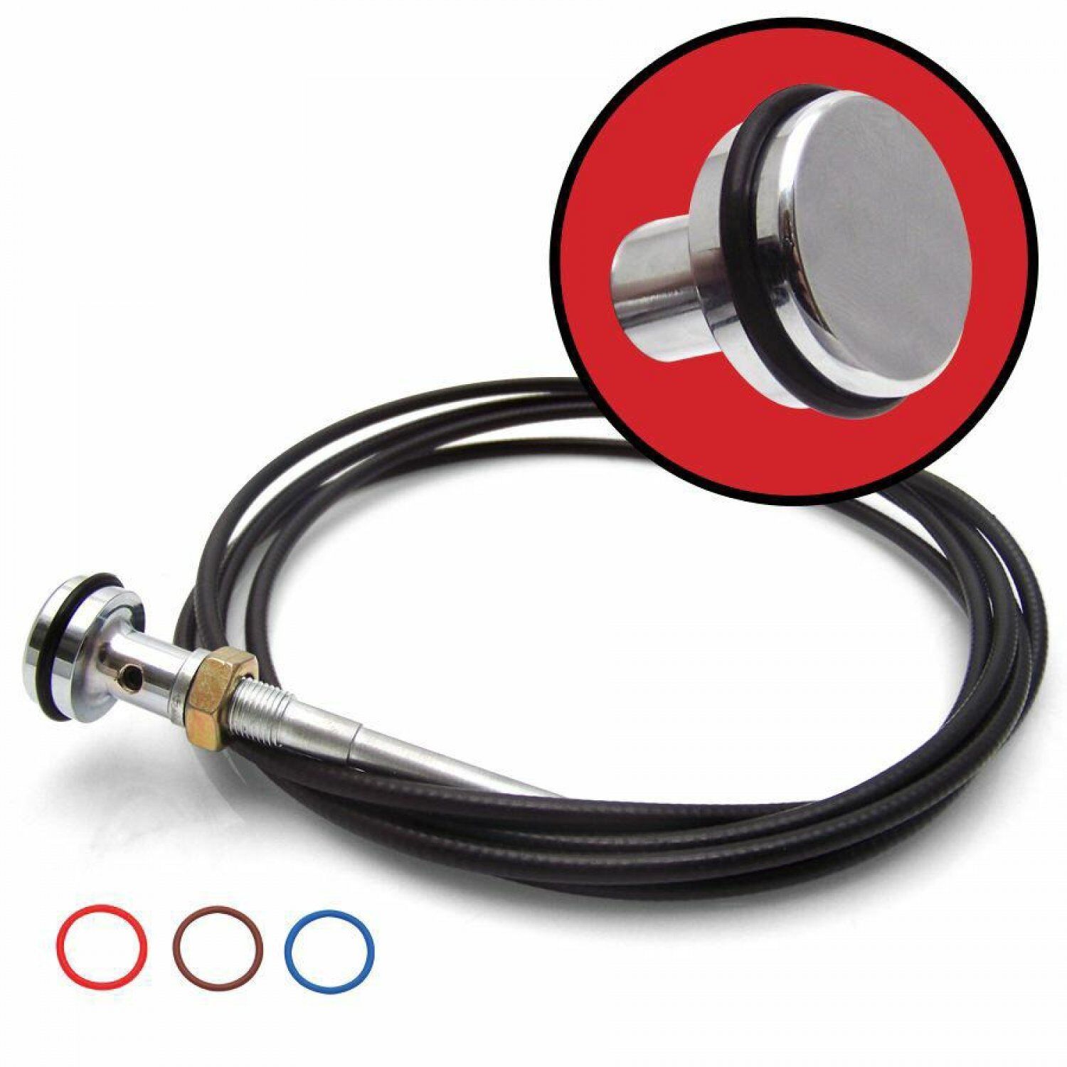 Billet Chrome Pull Cable w/ Colored Orings Vent or Choke Cable, Latch Release 
