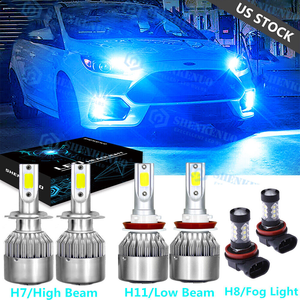 For Ford Fusion 2006-2016 - Ice Blue 8000K LED Headlights + Fog Light Bulbs Kit