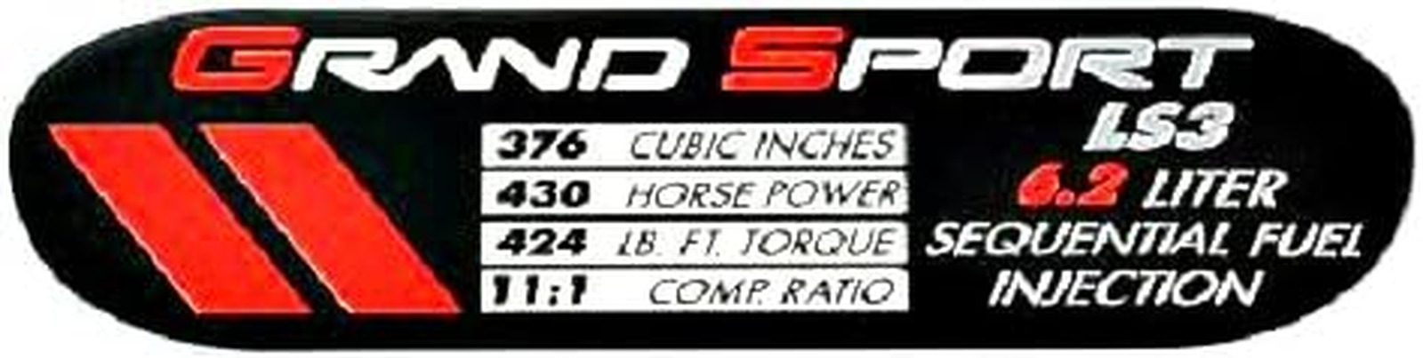 C6 GS Corvette Spec Data ID Metal Plate Emblem LS3 430HP 10-13 Grand Sport