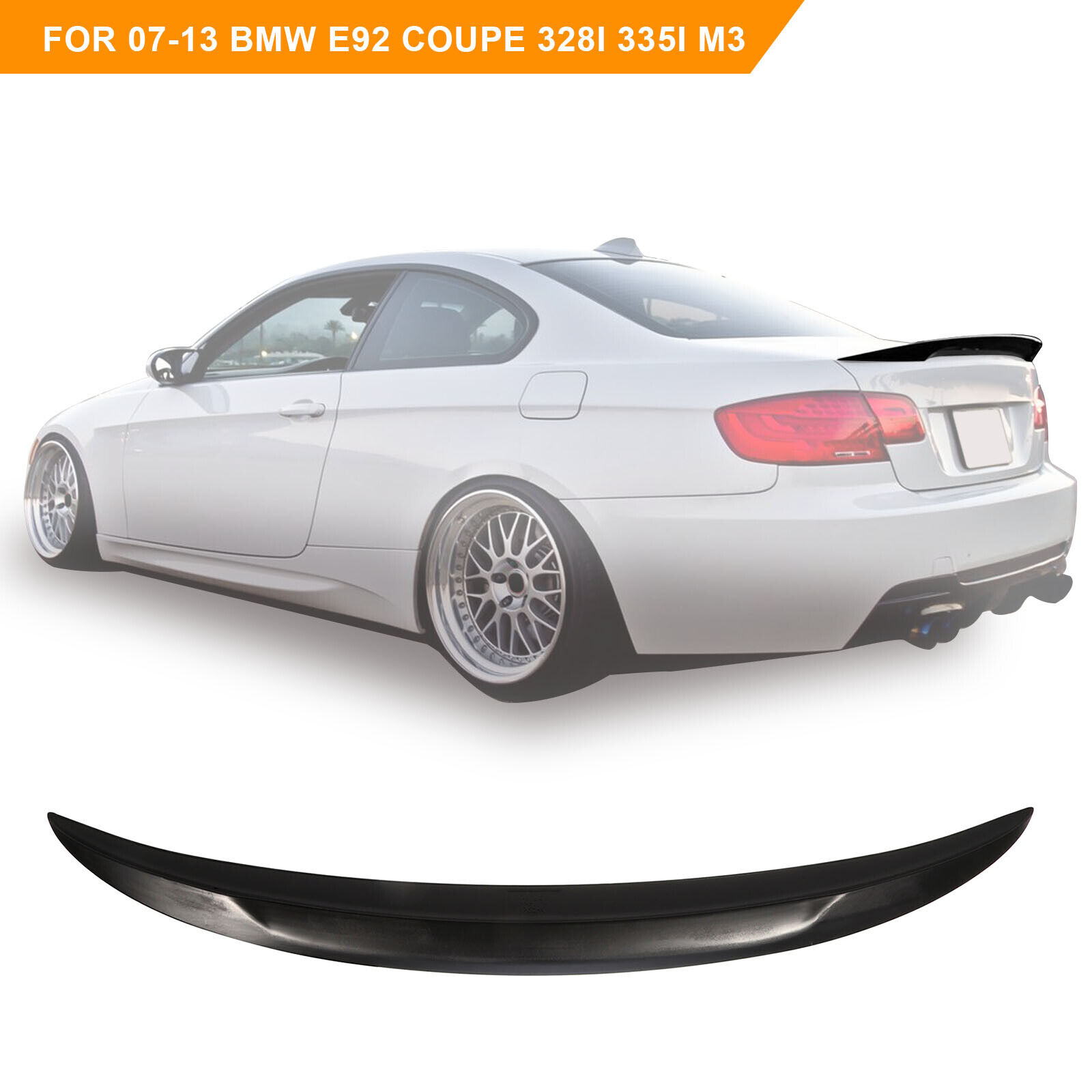 MIROZO Spoiler Wing For 2007-2013 BMW E92 Coupe 328i 335i M3 High Kick Trunk ABS