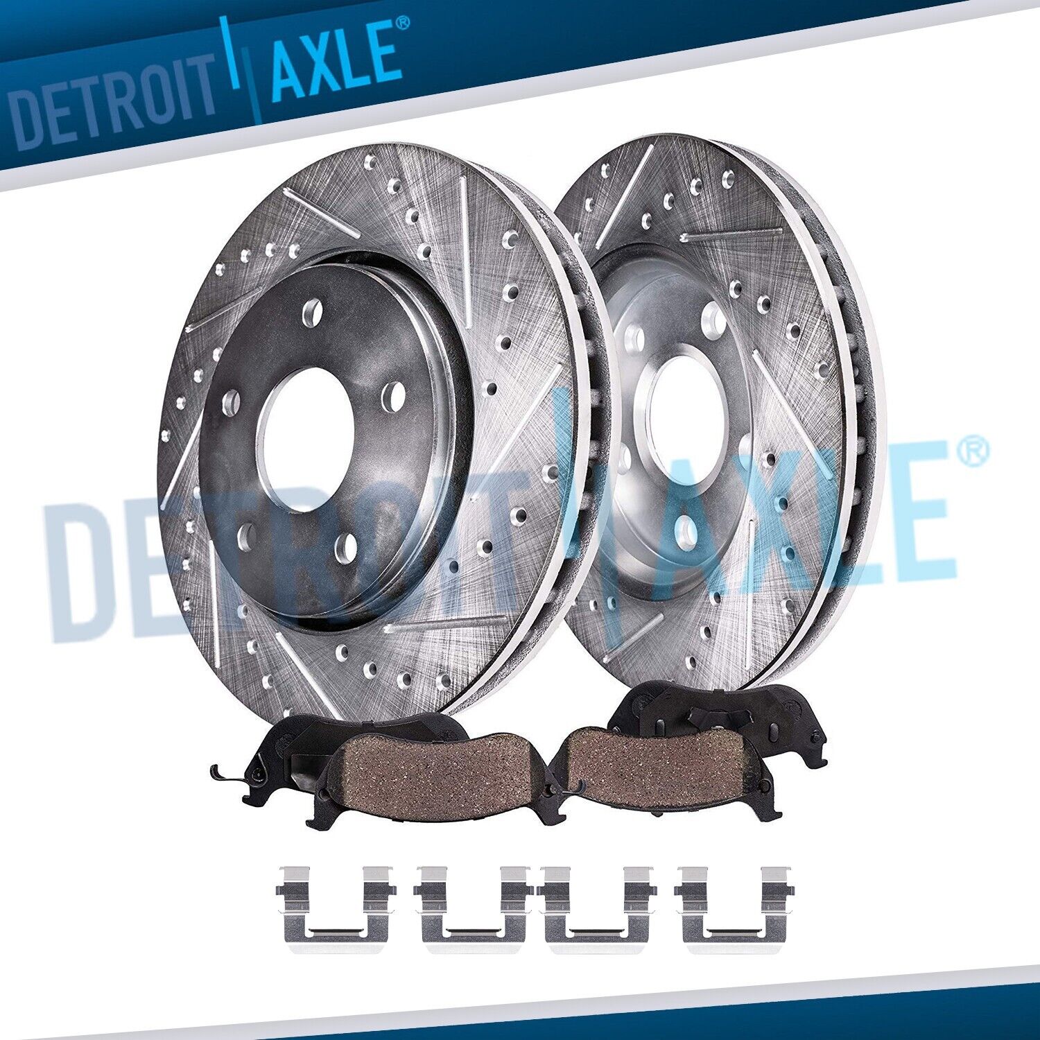 296mm Front DRILLED Rotors and Brake Pads for 2011-2016 Buick Lacrosse Regal