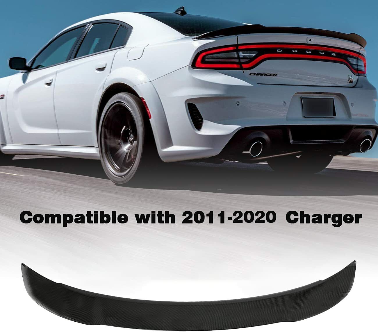 For 2011-2023 Dodge Charger GLOSS BLACK Hellcat Style SRT Rear Spoiler Wing Lip