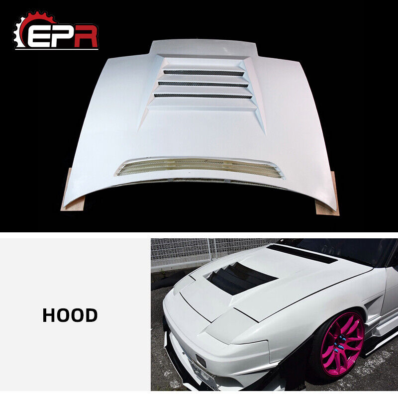 For Nissan 180SX Silvia DM-Style FRP Unpainted Front Vented Hood Bonnet BodyKits