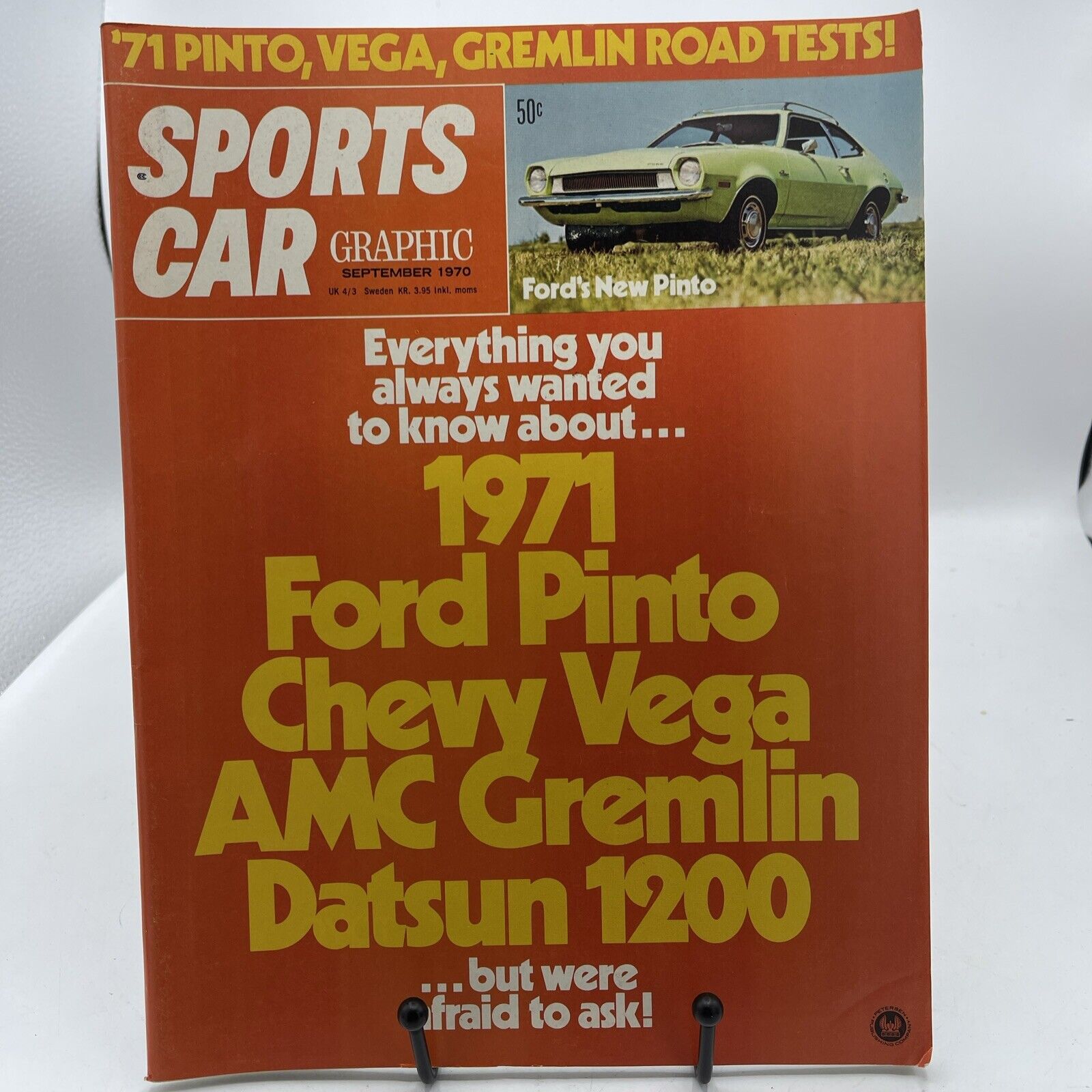 SEPTEMBER 1970 SPORTS CAR GRAPHIC MAGAZINE, FORD PINTO, CHEVY VEGA, AMC GREMLIN