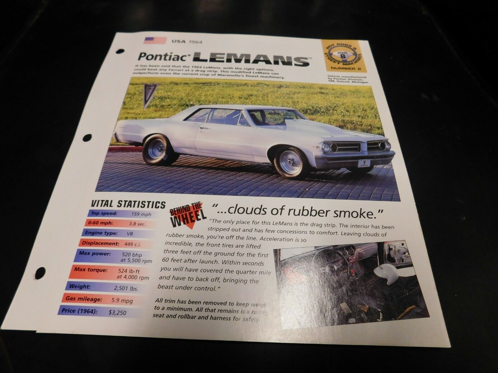 1964 Pontiac Lemans Spec Sheet Brochure Photo Poster
