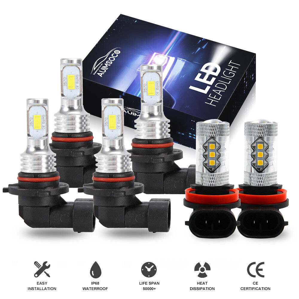 For Honda Accord EX Coupe 2008-2014 2015 6000K LED Headlights Fog Lights kit