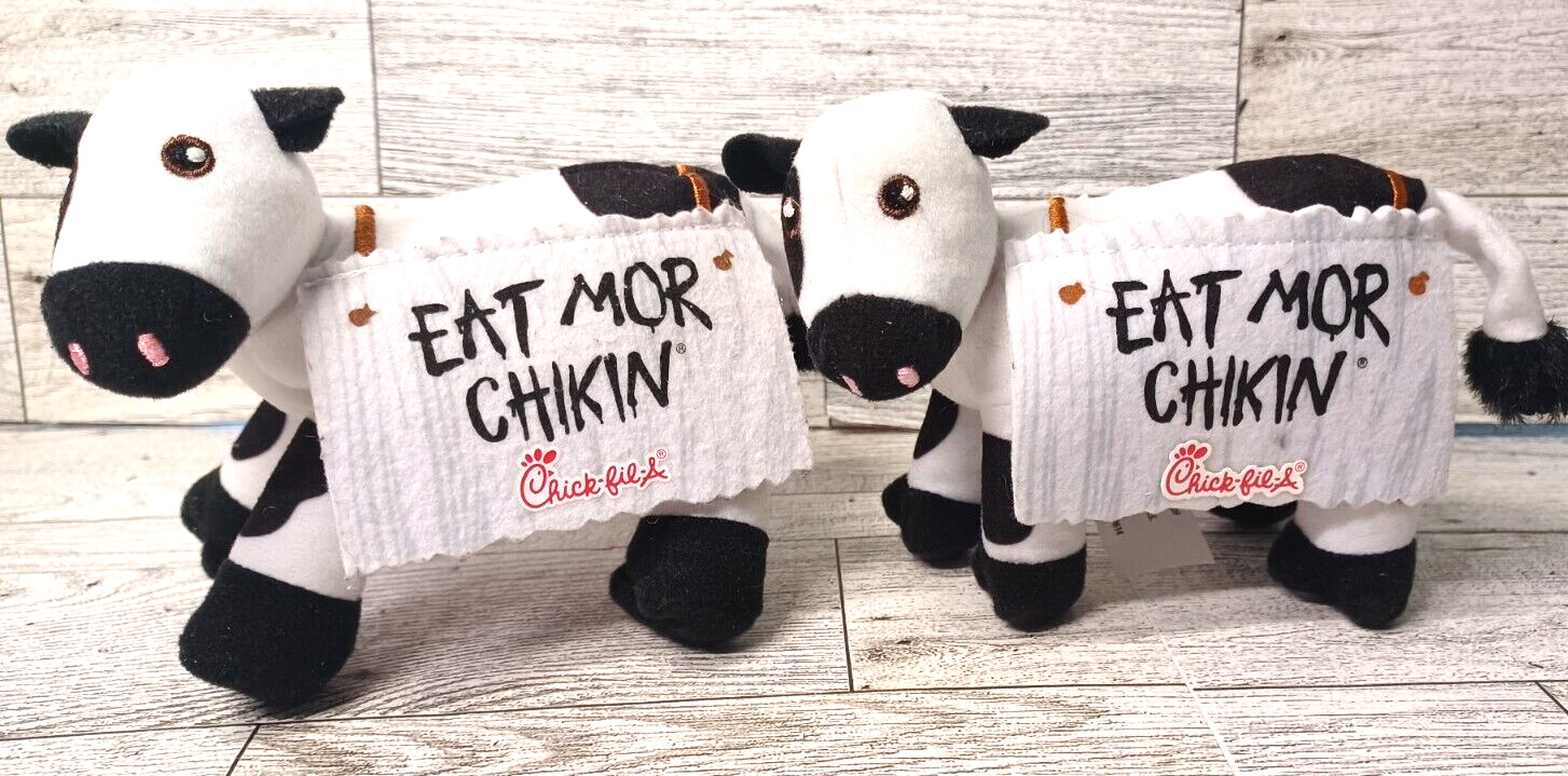 2 Chick-fil-A Plush Cow Dolls Toys Eat Mor Chikin 4\