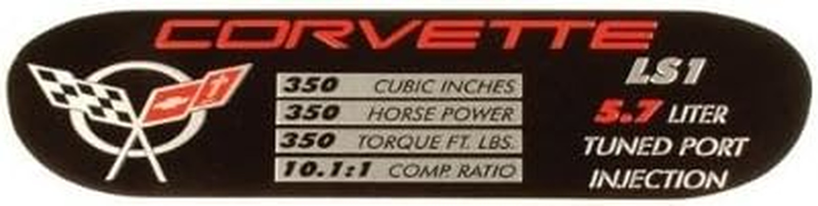 C5 Corvette Spec Data ID Metal Plate Emblem LS1 350HP 01-04