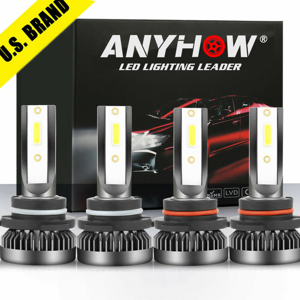 9005+9006 Combo LED Headlight 240W 30800LM High/Low Beam 6000K White 4 Bulbs Kit