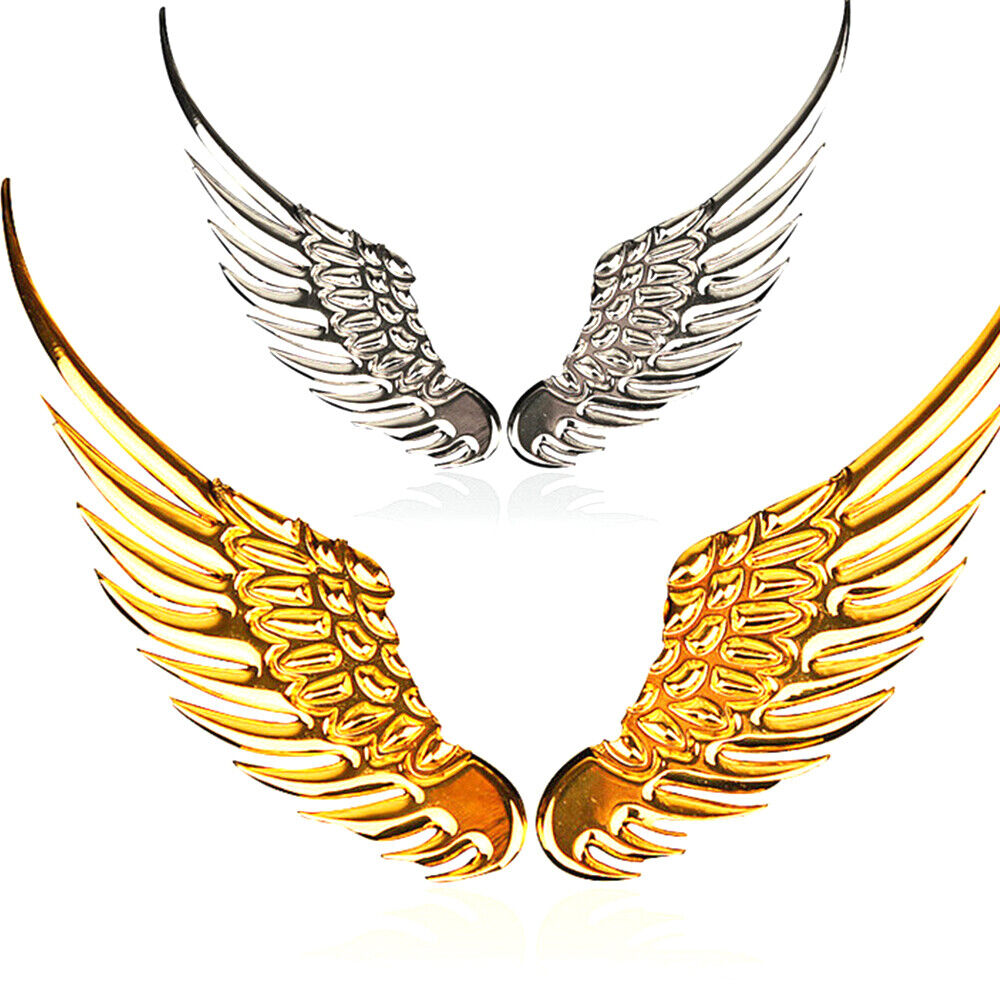 2pc 3D Metal Angels Wings Car Auto Decoration Emblem Badge Decal Logo Sticker