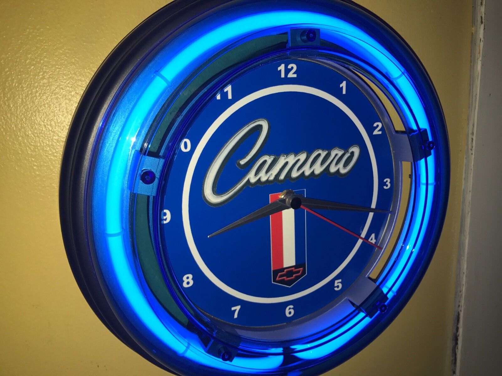 Chevy Camaro Motors Auto Garage Man Cave Neon Advertising Wall Clock Sign