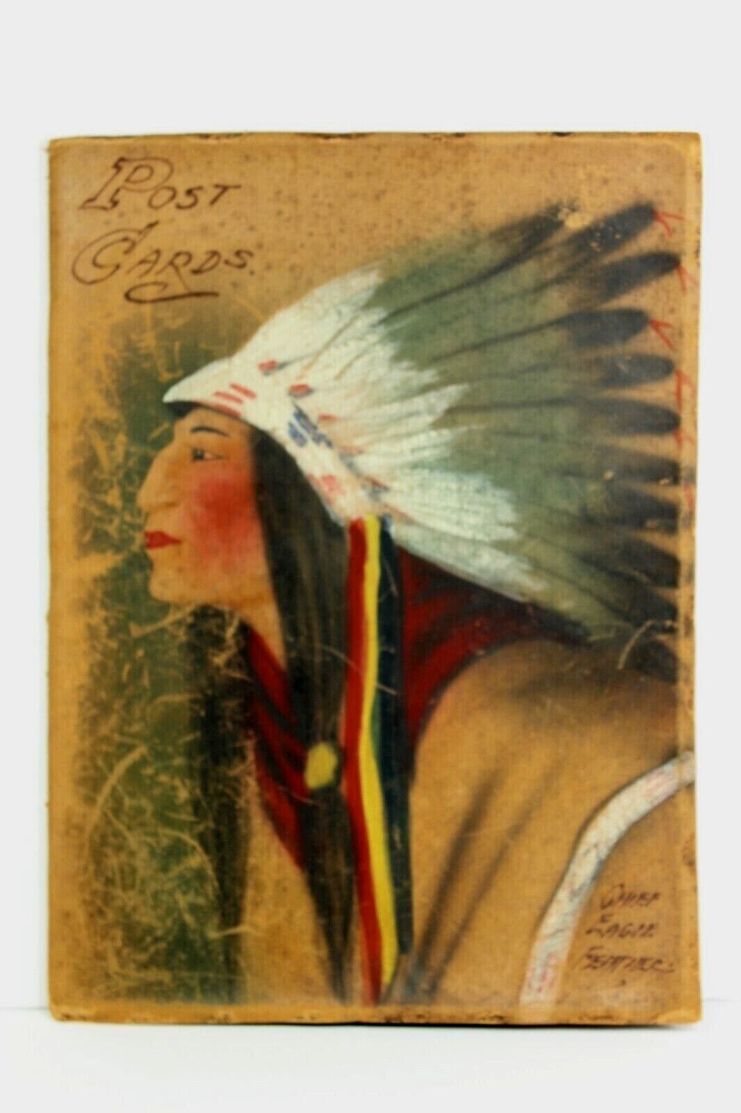 1908 H.H. TAMMEN - Denver, Colorado Chief Eagle Feather Hand Painted PHOTO ALBUM