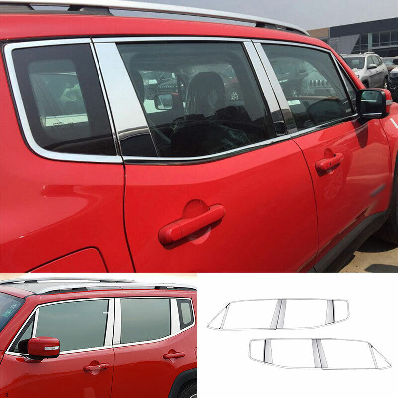 For Jeep Renegade 2015-2019 2020 Steel Chrome Window Molding Decoration Strips