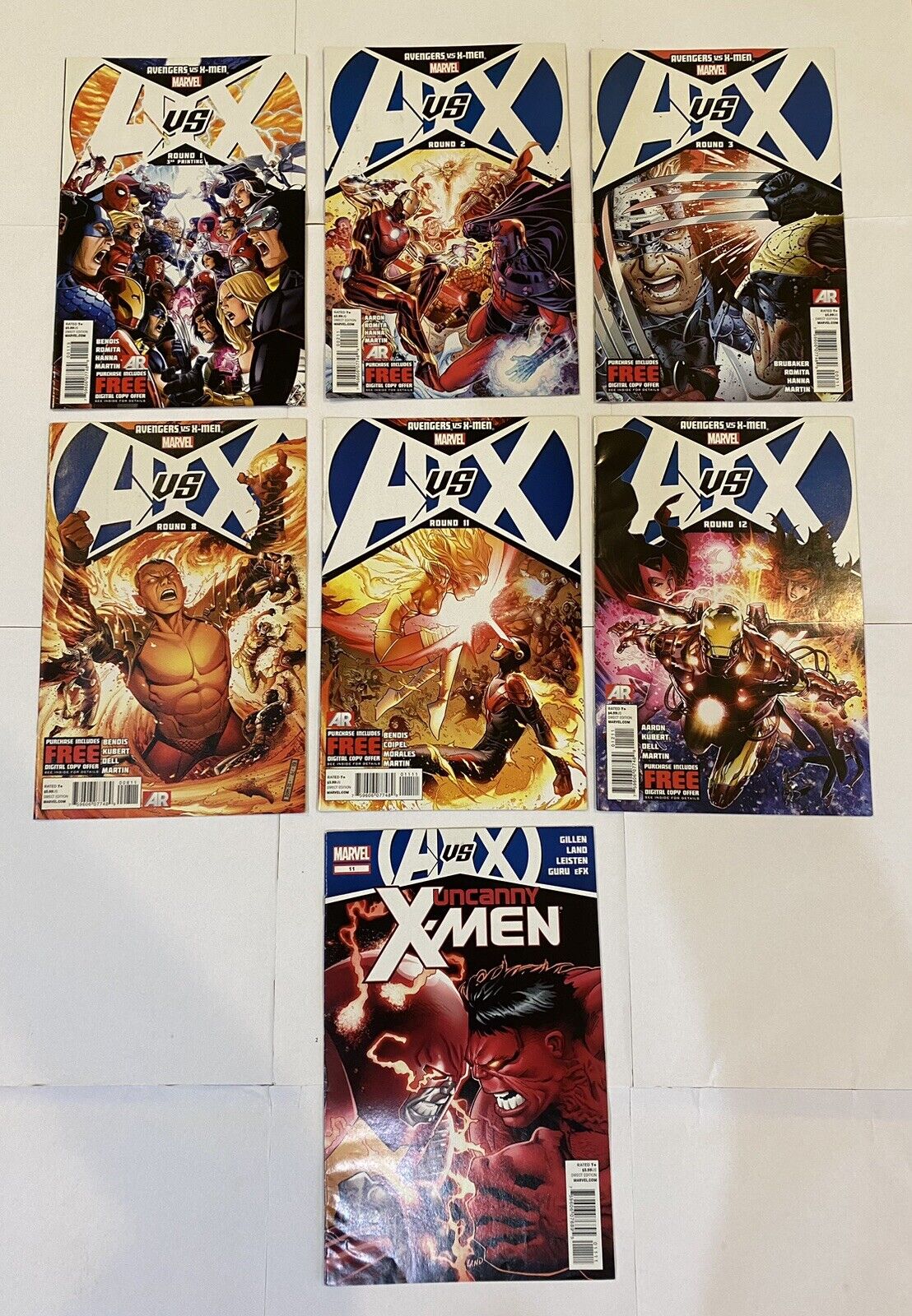 A VS X - AVENGERS VS THE X-MEN Round #1 2 3 8 11 12 Comic Book Lot (6 Books)