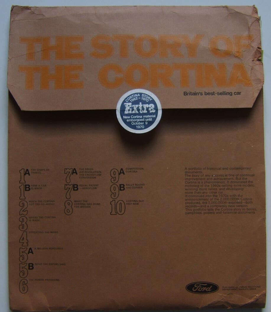 Ford Cortina Mk 1 Mk 2 Mk 3 \'The Story Of The Cortina 1970 original UK Press Kit