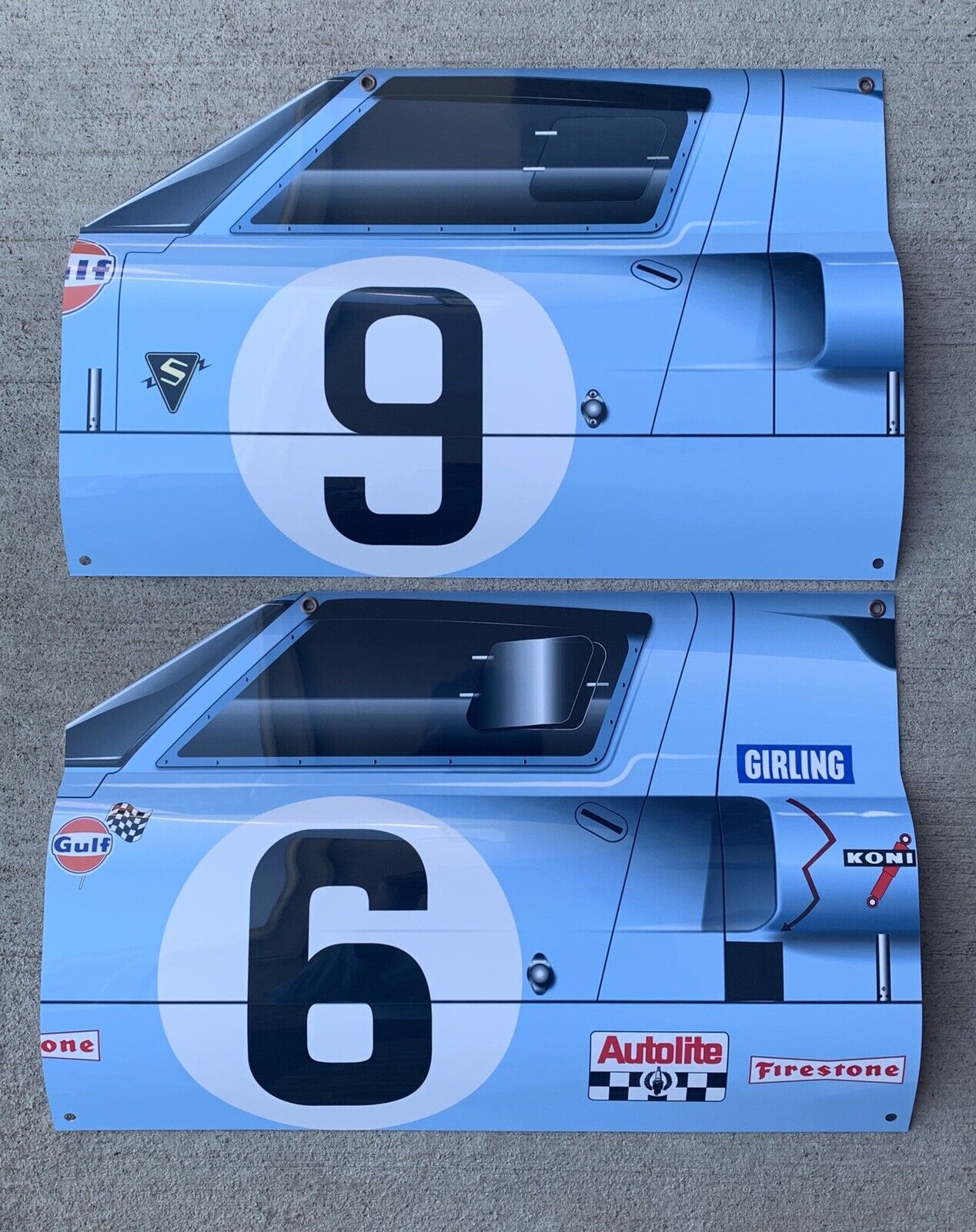 WOWCurved 1968 1969 Ford Gt40 Lemans Side View Car Style combo 2 Signs Gulf