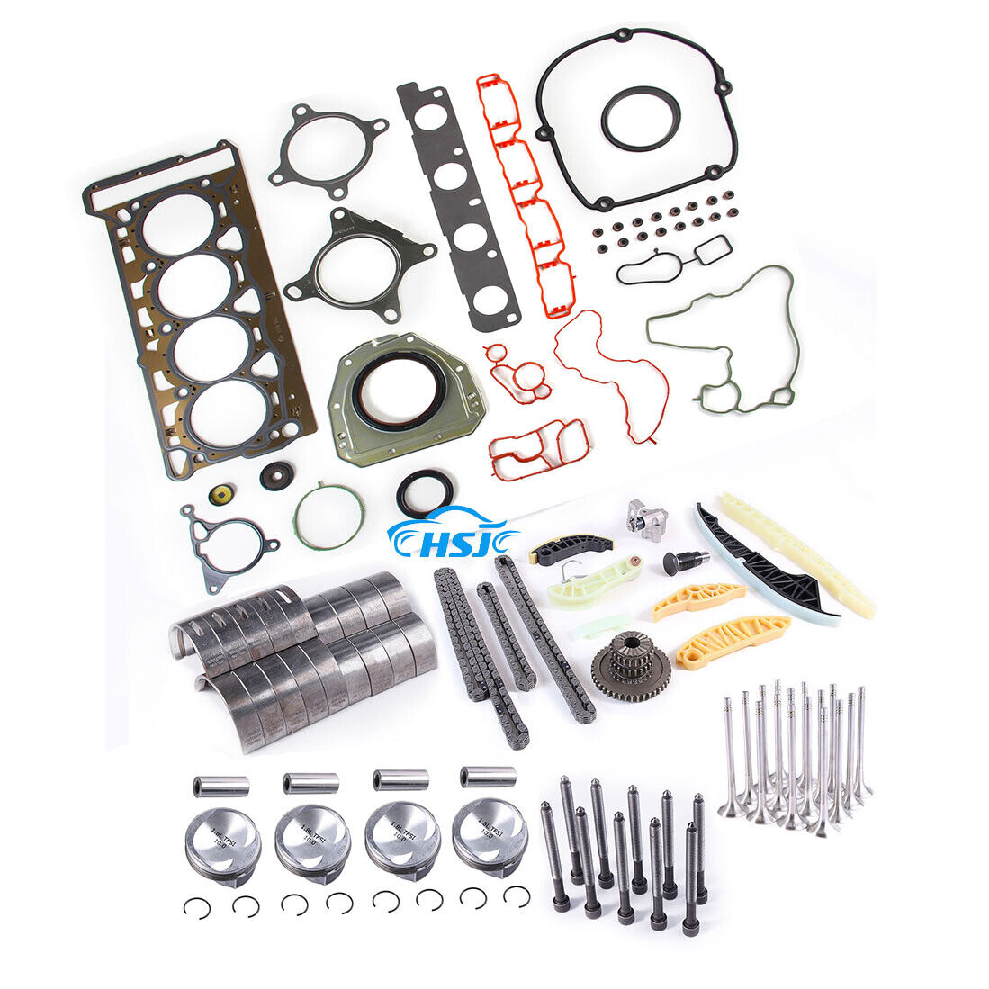 Piston Ring&Timing&Valves&Engine Rebuilding Kit For VW Golf Audi 1.8T 