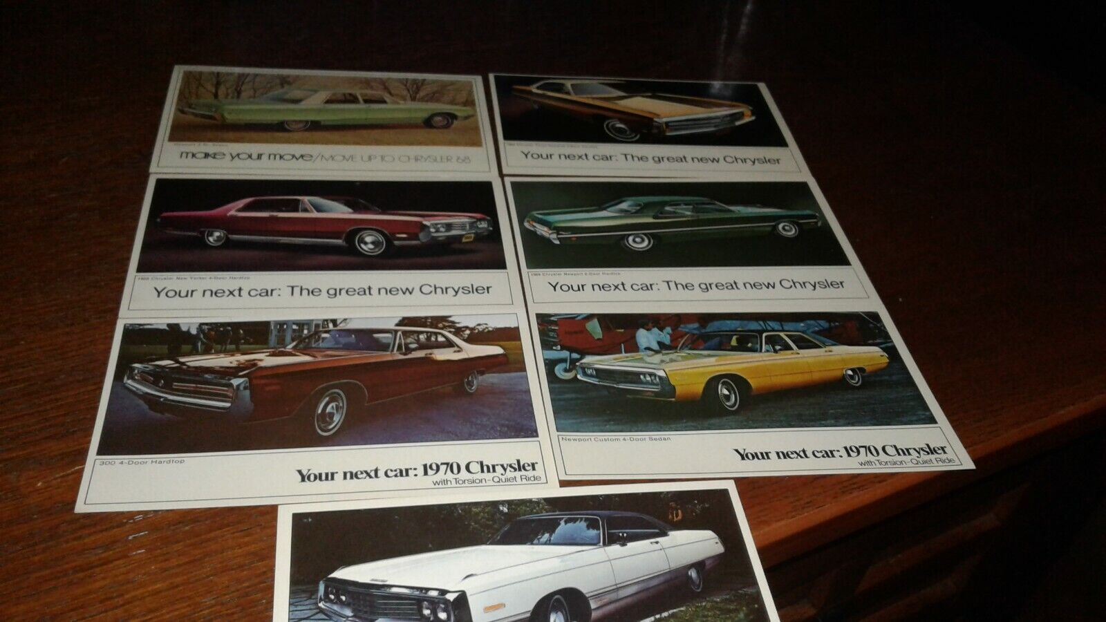 1968-69-70 Chrysler NOS Dealer Postcards (7 card lot)