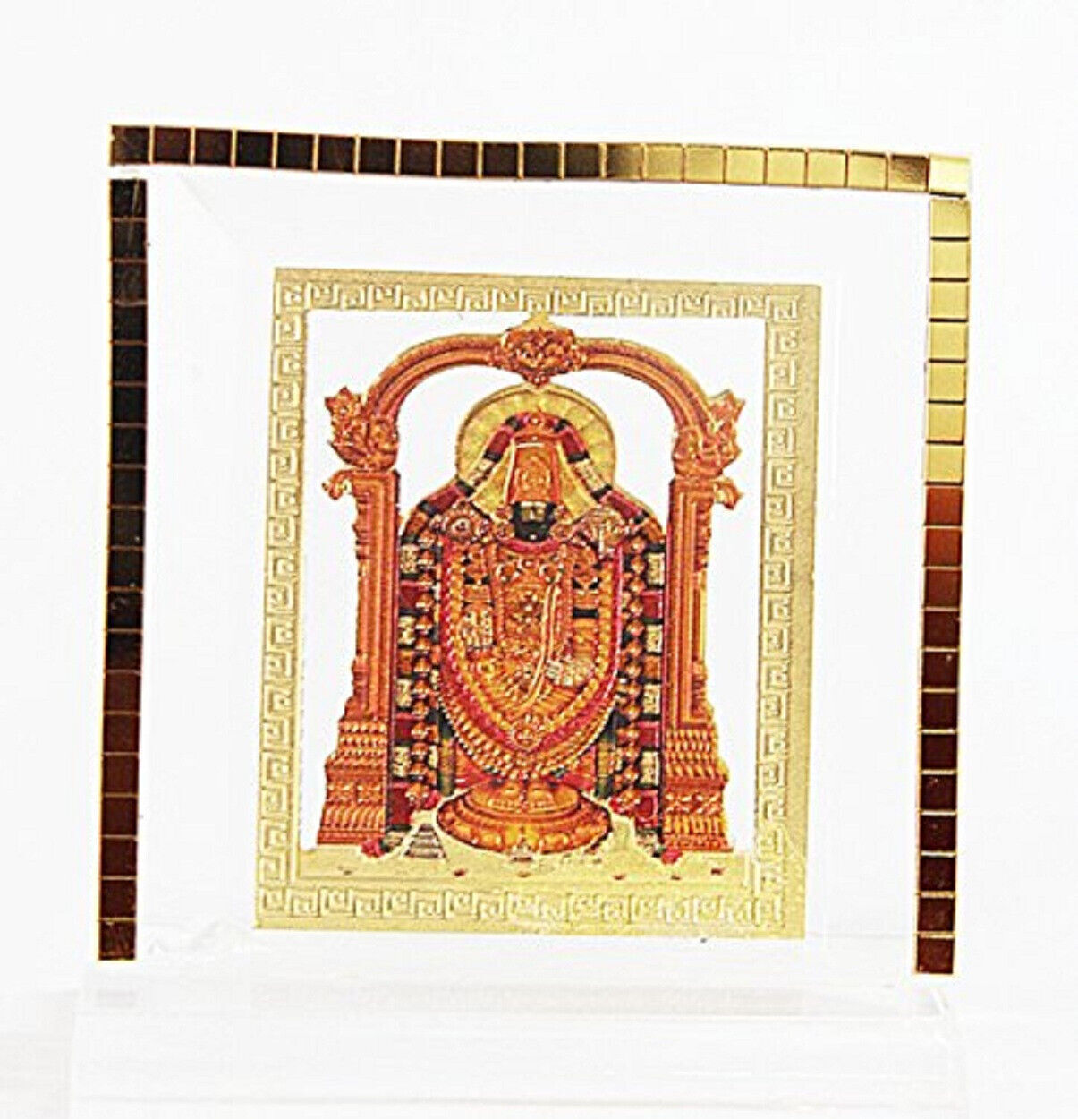 Indian traditional Gold Plated Tirupati Balaji Car Dashboard 4x3 Inches