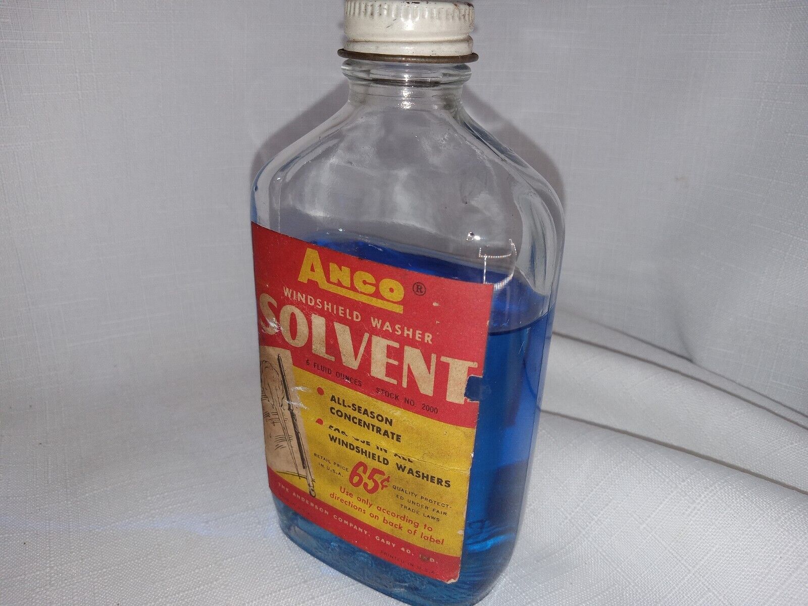 Anco 6 Oz Windshield Washer Solvent Glass Bottle Collectible Advertisement RARE