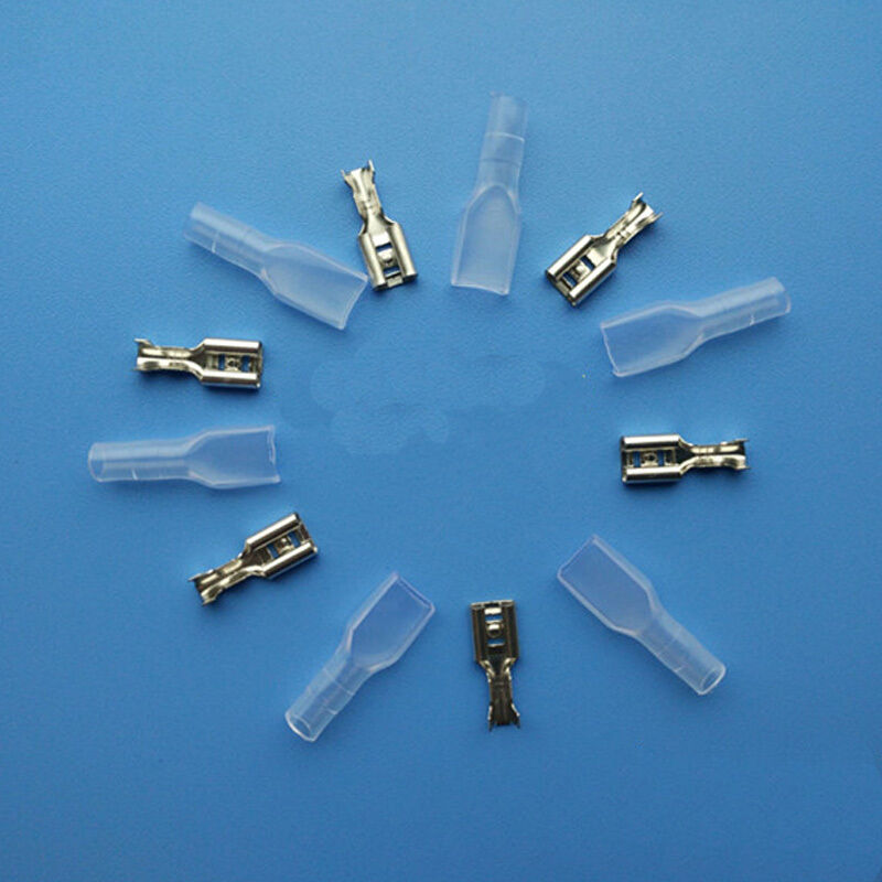 100pcs 4.8MM Silver Crimp Terminal Female Spade Quick Connector For Wire Cable