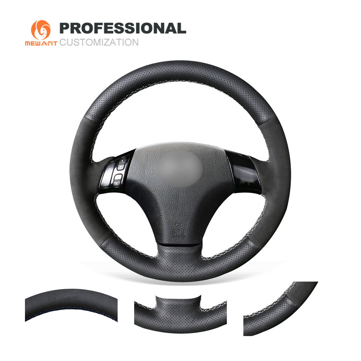 Black  Leather Suede Steering Wheel Cover for Mazda 3 Axela Mazda 6 Atenza Mazda