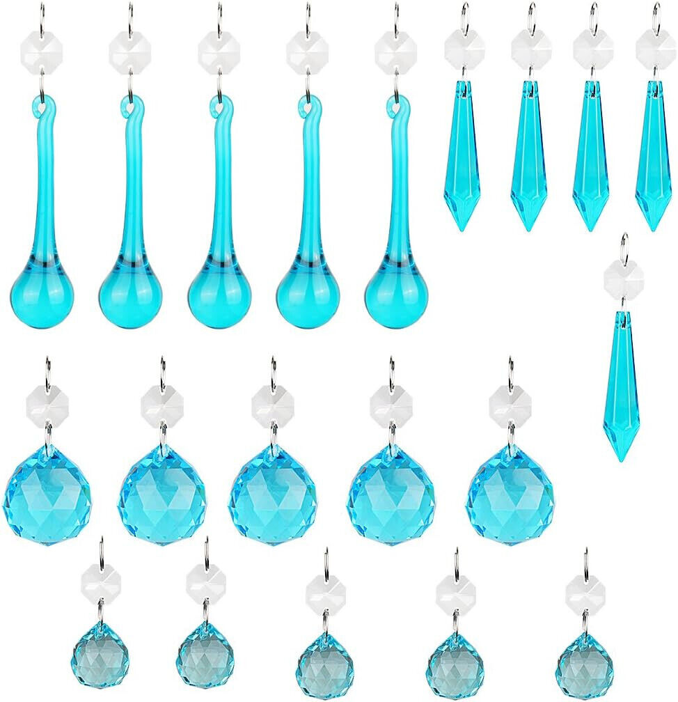 20PCS Blue Glass Crystal Teardrop Chandelier Prisms Parts Hanging Glass Crystal