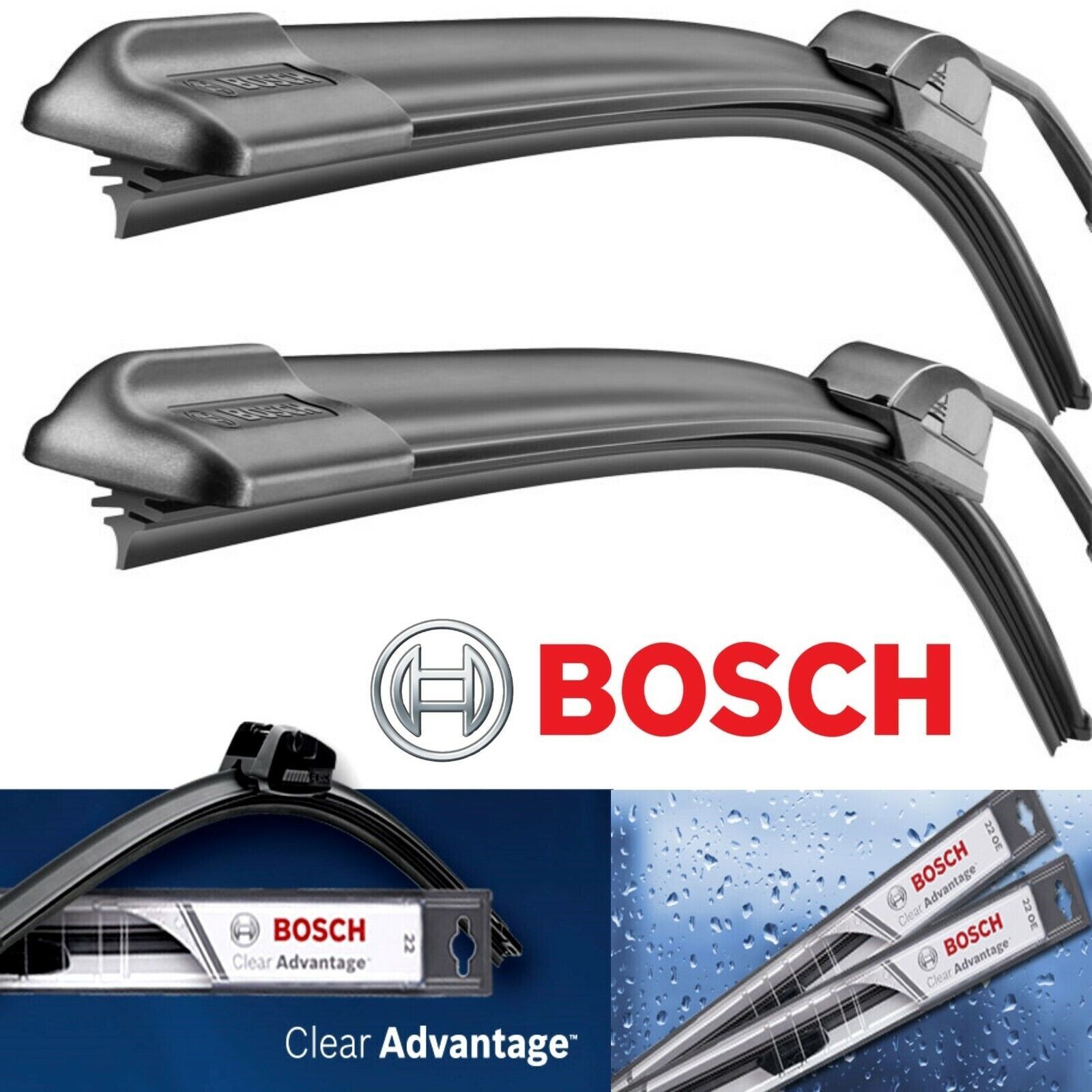 2 Genuine Bosch Clear Advantage Wiper Blades 75-82 For Ford Galaxie Granada Set