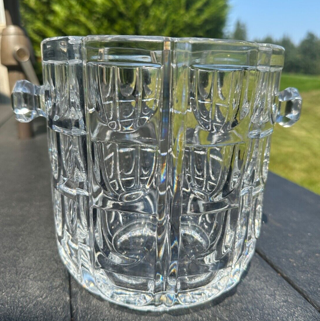 RARE Simon Gate Orrefors Thousand Windows Heavy Crystal Ice Bucket Wedding Gift