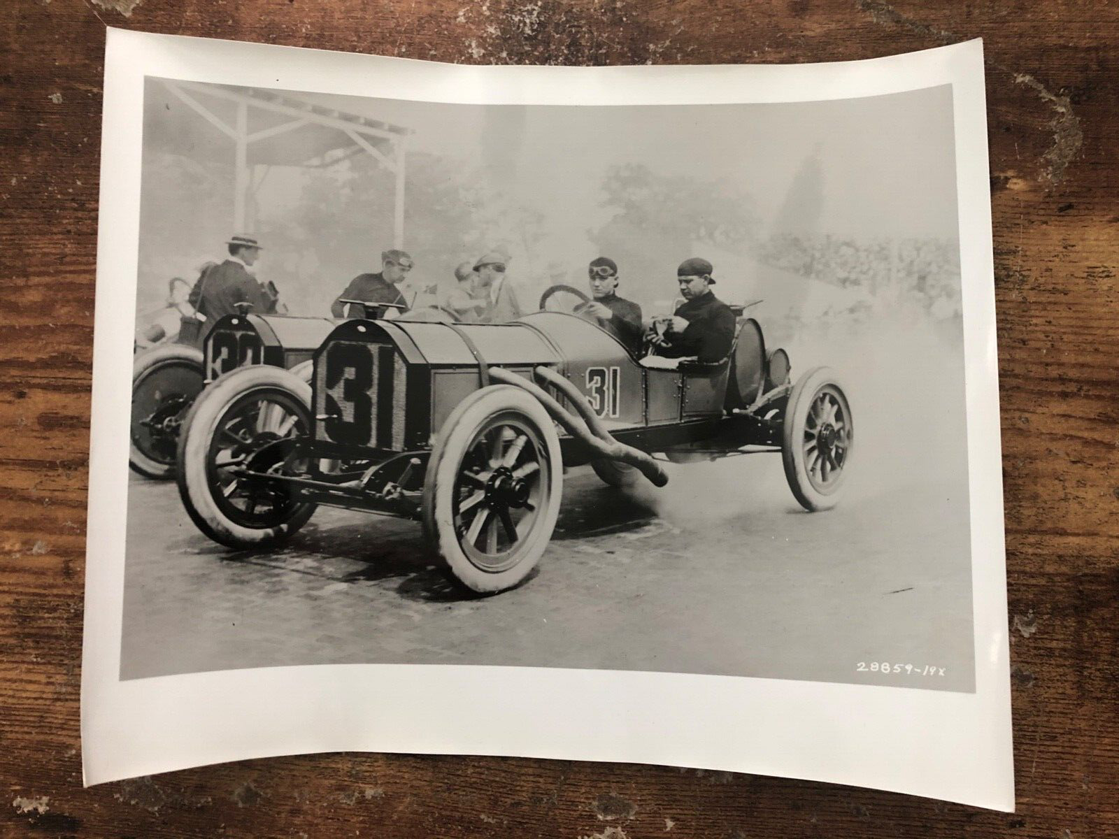 Vintage PHOTO Race Cars #31 Drivers on Brick Track Engine Exhaust 1900\'s #5