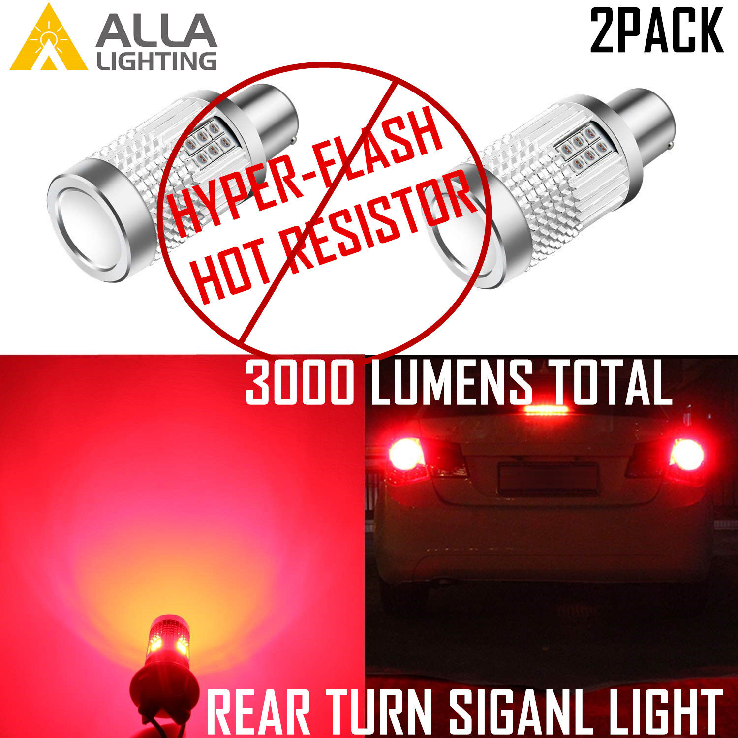 Alla Lighting LED 1156 CANBUS Turn Signal Bulb Blinker NO Hyper Fast flashing 2x